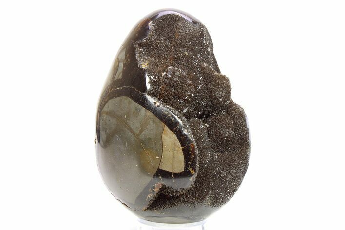 Septarian Dragon Egg Geode - Black Crystals #267336